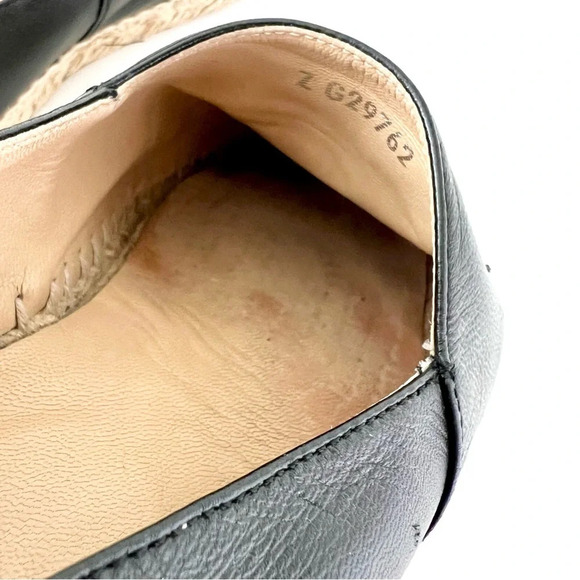 CHANEL || CC Cap Toe Black Leather Espadrille Loafers Logo Size EU 39 - Picture 11 of 16